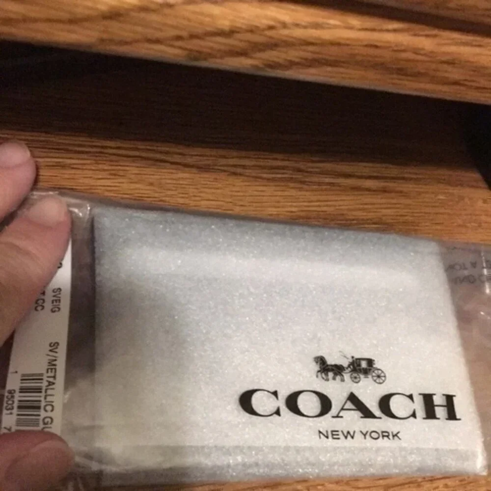 Coach silver gunmetal mini Id case